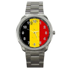 Grunge Flag Of Belgium Sport Metal Watch