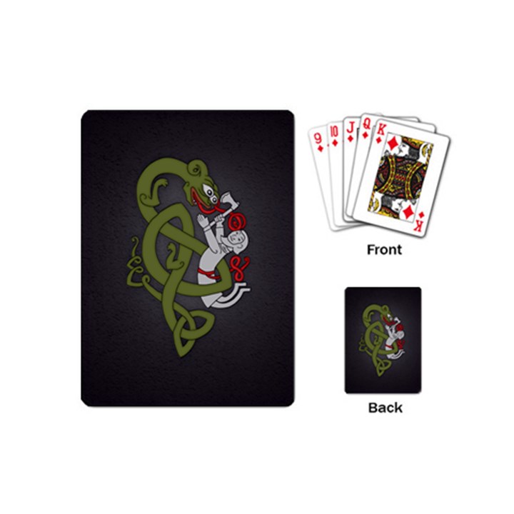 Pepe the Frog Rare Celtic Viking Norse Dragon pattern Deus Vult medieval wojak Crusader Playing Cards Single Design (Mini)
