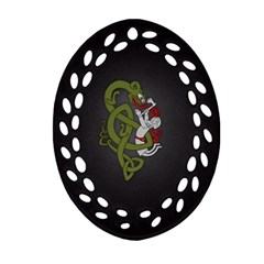 Pepe The Frog Rare Celtic Viking Norse Dragon Pattern Deus Vult Medieval Wojak Crusader Ornament (oval Filigree) by snek