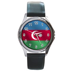 Flag Of Azerbaijan Round Metal Watch by trulycreative