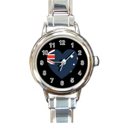 Heart Shaped Australian Flag Round Italian Charm Watch by trulycreative