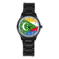 Flag Of The Comoros Stainless Steel Round Watch