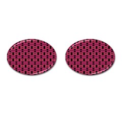 Red Black Abstract Pattern Cufflinks (oval) by BrightVibesDesign