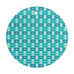 Teal White  Abstract Pattern Ornament (round) by BrightVibesDesign