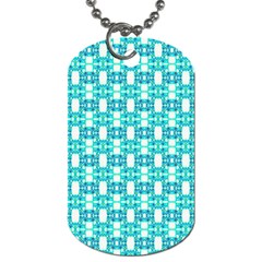 Teal White  Abstract Pattern Dog Tag (one Side) by BrightVibesDesign