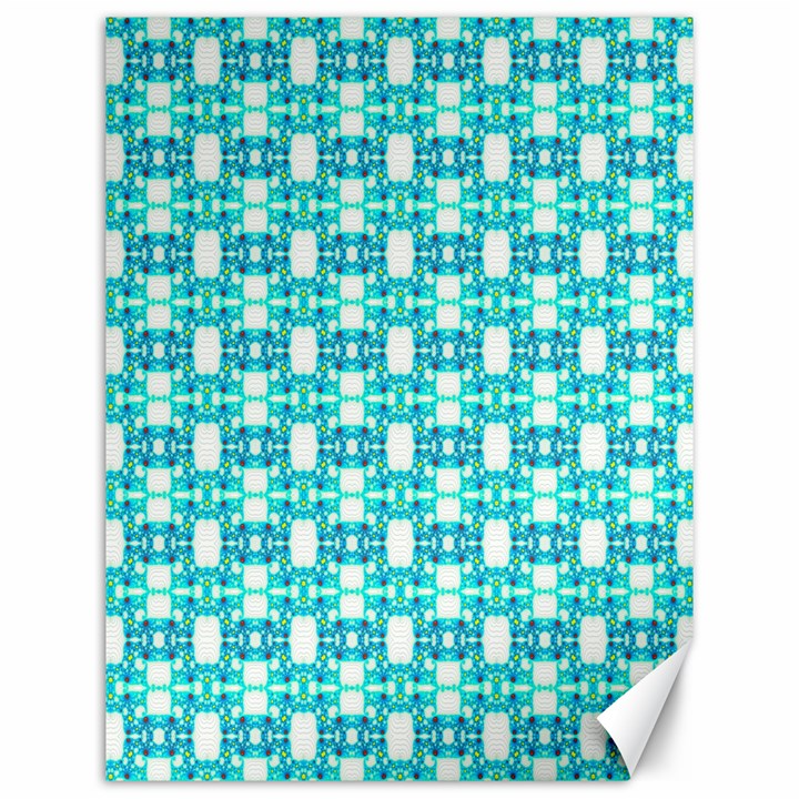 Teal White  Abstract Pattern Canvas 12  x 16 