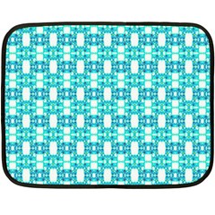 Teal White  Abstract Pattern Fleece Blanket (mini) by BrightVibesDesign