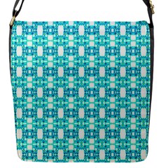 Teal White  Abstract Pattern Flap Closure Messenger Bag (s) by BrightVibesDesign