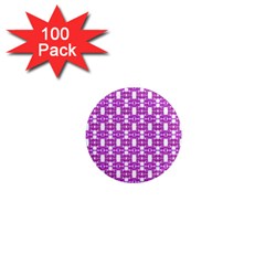 Pink  White  Abstract Pattern 1  Mini Magnets (100 Pack) 
