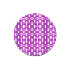Pink  White  Abstract Pattern Magnet 3  (round) by BrightVibesDesign