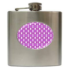 Pink  White  Abstract Pattern Hip Flask (6 Oz) by BrightVibesDesign