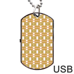 Yellow  White  Abstract Pattern Dog Tag Usb Flash (one Side) by BrightVibesDesign