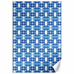 Blue White  Abstract Pattern Canvas 12  X 18  by BrightVibesDesign