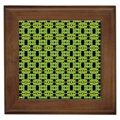 Green Black Abstract Pattern Framed Tile by BrightVibesDesign