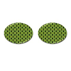 Green Black Abstract Pattern Cufflinks (oval) by BrightVibesDesign