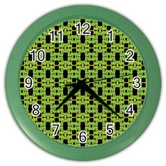 Green Black Abstract Pattern Color Wall Clock by BrightVibesDesign