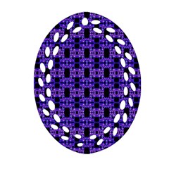 Purple Black Abstract Pattern Oval Filigree Ornament (two Sides) by BrightVibesDesign