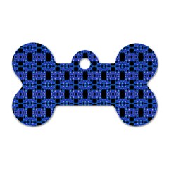 Blue Black Abstract Pattern Dog Tag Bone (two Sides) by BrightVibesDesign