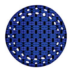 Blue Black Abstract Pattern Ornament (round Filigree) by BrightVibesDesign