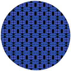 Blue Black Abstract Pattern Wooden Puzzle Round by BrightVibesDesign