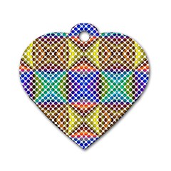 Colorful Circle Abstract White Brown Blue Yellow Dog Tag Heart (two Sides) by BrightVibesDesign