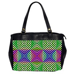 Bright  Circle Abstract Black Green Pink Blue Oversize Office Handbag (2 Sides) by BrightVibesDesign