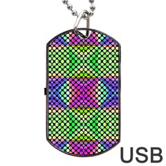 Bright  Circle Abstract Black Green Pink Blue Dog Tag Usb Flash (two Sides) by BrightVibesDesign