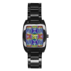 Bright Circle Abstract Black Blue Yellow Red Stainless Steel Barrel Watch by BrightVibesDesign