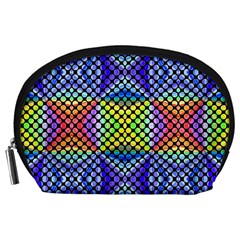 Bright Circle Abstract Black Blue Yellow Red Accessory Pouch (large) by BrightVibesDesign