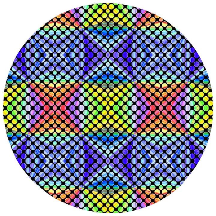 Bright Circle Abstract Black Blue Yellow Red Wooden Puzzle Round