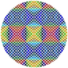 Colorful Circle Abstract White  Blue Yellow Red Wooden Puzzle Round by BrightVibesDesign