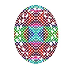 Colorful Circle Abstract White  Red Pink Green Oval Filigree Ornament (two Sides) by BrightVibesDesign