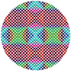 Colorful Circle Abstract White  Red Pink Green Wooden Puzzle Round by BrightVibesDesign