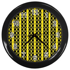 Circles Lines Black Yellow Wall Clock (black) by BrightVibesDesign