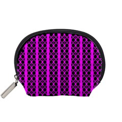 Circles Lines Black Pink Accessory Pouch (small) by BrightVibesDesign