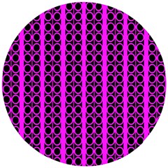 Circles Lines Black Pink Wooden Puzzle Round by BrightVibesDesign