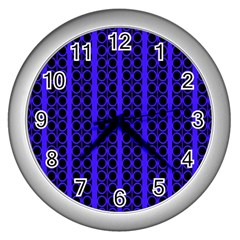 Circles Lines Black Blue Wall Clock (silver) by BrightVibesDesign