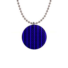 Circles Lines Black Blue 1  Button Necklace by BrightVibesDesign