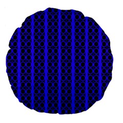 Circles Lines Black Blue Large 18  Premium Flano Round Cushions by BrightVibesDesign
