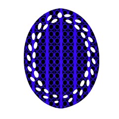 Circles Lines Black Blue Oval Filigree Ornament (two Sides) by BrightVibesDesign