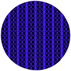 Circles Lines Black Blue Wooden Puzzle Round