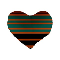 Black Stripes Orange Brown Teal Standard 16  Premium Heart Shape Cushions by BrightVibesDesign