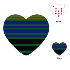 Black Stripes Green Olive Blue Playing Cards Single Design (heart) by BrightVibesDesign