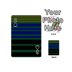 Black Stripes Green Olive Blue Playing Cards 54 Designs (mini) by BrightVibesDesign