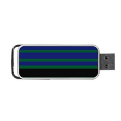 Black Stripes Green Olive Blue Portable Usb Flash (two Sides) by BrightVibesDesign