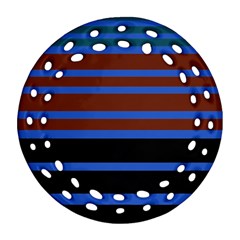 Black Stripes Blue Green Orange Ornament (round Filigree) by BrightVibesDesign