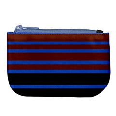 Black Stripes Blue Green Orange Large Coin Purse by BrightVibesDesign