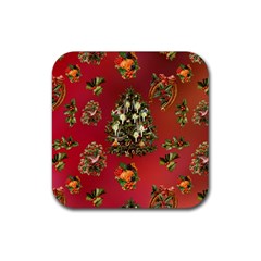 Wonderful Vintage Christmas Design Rubber Coaster (square)  by FantasyWorld7