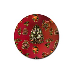 Wonderful Vintage Christmas Design Rubber Coaster (round)  by FantasyWorld7