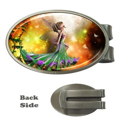 Cute Flying Fairy In The Night Money Clips (oval)  by FantasyWorld7